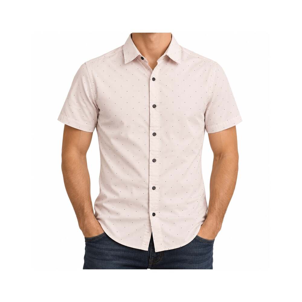 NWOT Cactus Man Ricky Singh Shirt Mens Small Pink Dot Button Up Short Sleeve